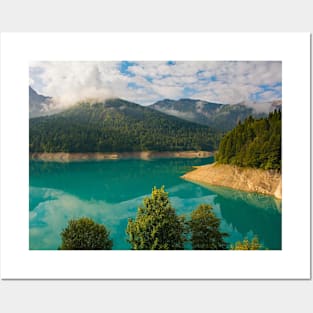 Low Water in Sauris Lake, North Italy Posters and Art